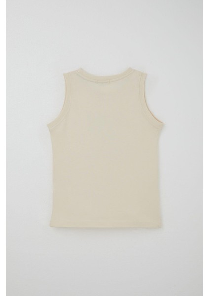 Erkek Çocuk Şortlu Takım Sıfır Kollu Yazı Baskılı Bağcık Aksesuarlı 8-14 Yaş, Krem fırsatları