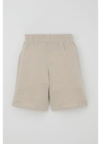 Erkek Çocuk Şortlu Takım Sıfır Kollu Yazı Baskılı Bağcık Aksesuarlı 8-14 Yaş, Krem indirimleri