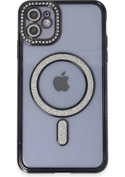 iPhone 11 Kılıf Joke Simli Magneticsafe Kılıf - Siyah - BRNTEK4184-2179