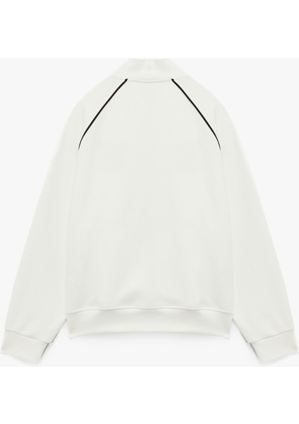 Şardonlu Uzun Kollu Dik Yaka Baskılı Fermuarlı Sweatshirt fiyatları