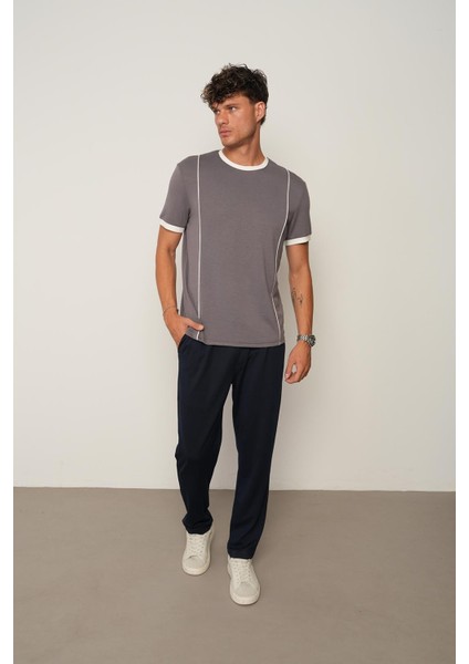 Kül Regular Fit Bisiklet Yaka Erkek T-Shirt E1009