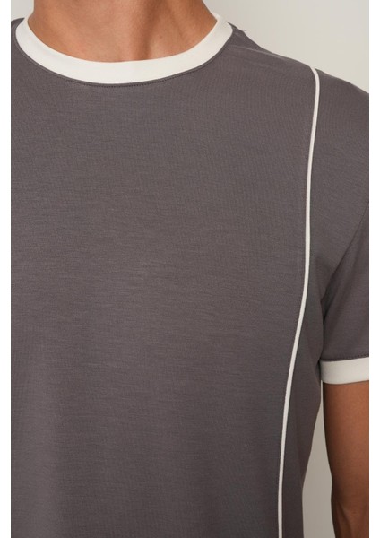 Kül Regular Fit Bisiklet Yaka Erkek T-Shirt E1009 modelleri