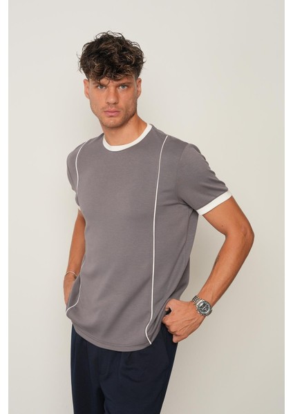 Kül Regular Fit Bisiklet Yaka Erkek T-Shirt E1009 fırsatları