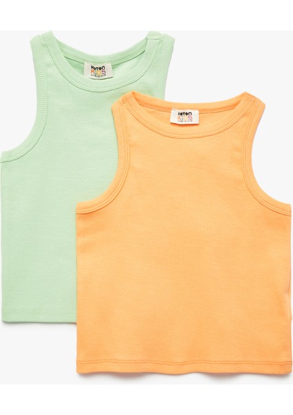 Pamuklu Bisiklet Yaka Fitilli 2'li Basic Atlet Seti