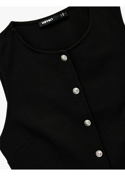 Krep Scuba Kumaş Bisiklet Yaka Düğmeli Blazer Yelek modelleri