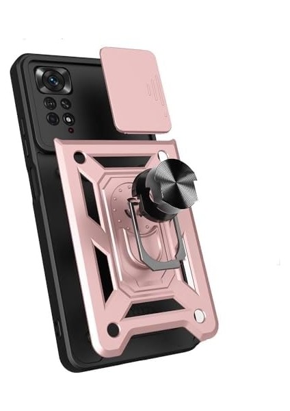 Xiaomi Redmi Note 11 Pro 4g Uyumlu Kamera Korumalı Sürgülü Yüzüklü Standlı Tank Kılıf (Siyah) fiyatları