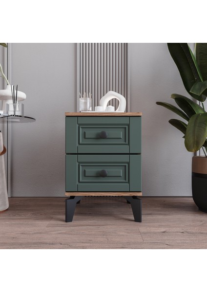 Terra 2 Çekmeceli Komodin Tamamı Mdf (Yeşil)
