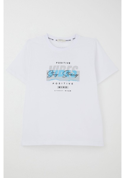 Erkek Çocuk Tişört Motivasyon Temalı & Sırt Kısmı Yazı Baskı Detaylı 9-16 Yaş, Beyaz fiyatları