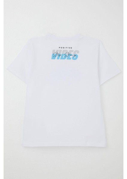 Erkek Çocuk Tişört Motivasyon Temalı & Sırt Kısmı Yazı Baskı Detaylı 9-16 Yaş, Beyaz modelleri