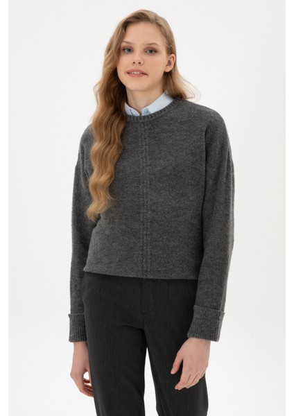 Kadın Antrasit Melanj Kazak /triko 50307879-VR081