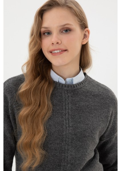 Kadın Antrasit Melanj Kazak /triko 50307879-VR081 fiyatları