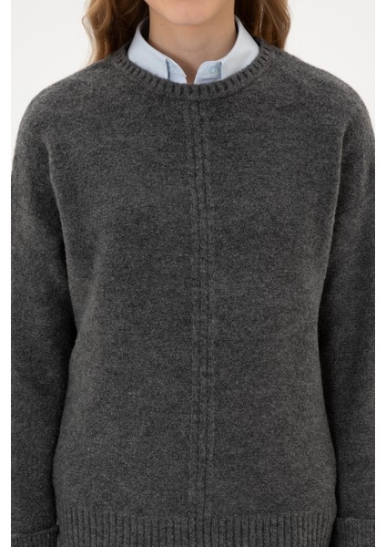 Kadın Antrasit Melanj Kazak /triko 50307879-VR081