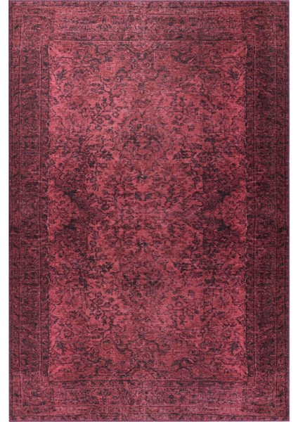 Birmingham Klasik Kırmızı Polyester Dikdörtgen Modern Desenli Pamuk Makinada Yıkanabilir Hav Toz Vermez Leke Tutmayan Kaymaz Taban Dijital Makine Baskı Salon Yolluk Mutfak Halı