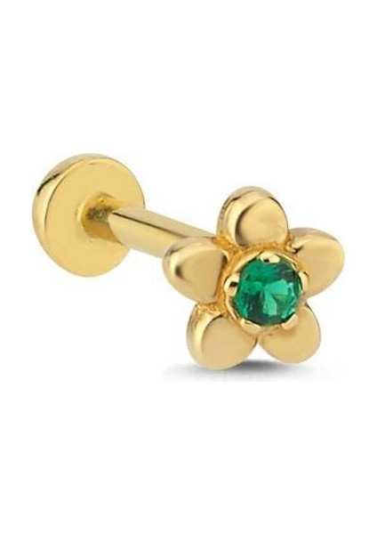 Papatya Model Yeşil Taş Tragus Piercing