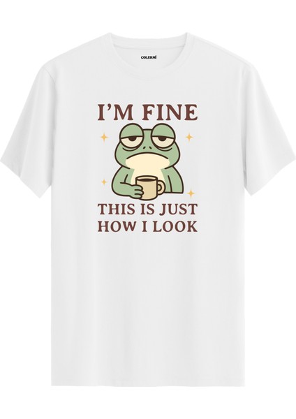 Mizahi Kurbağa Kahve Tasarımlı Eğlenceli Karakter %100 Pamuk Premium Kumaş