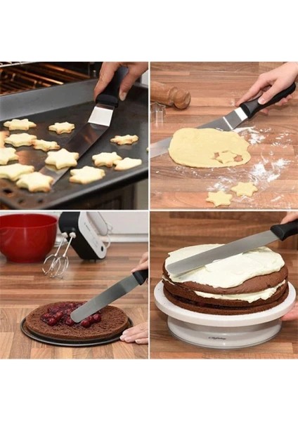 Paslanmaz Yuvarlak Ayarlanabilir Kek ve Pasta Çemberi ile Spatula Seti modelleri