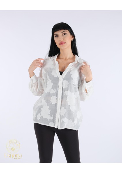 Jakarlı Gömlek Ekru fiyatları