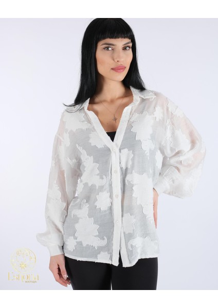 Jakarlı Gömlek Ekru modelleri