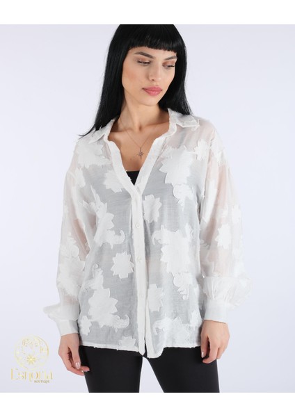 Jakarlı Gömlek Ekru fırsatları