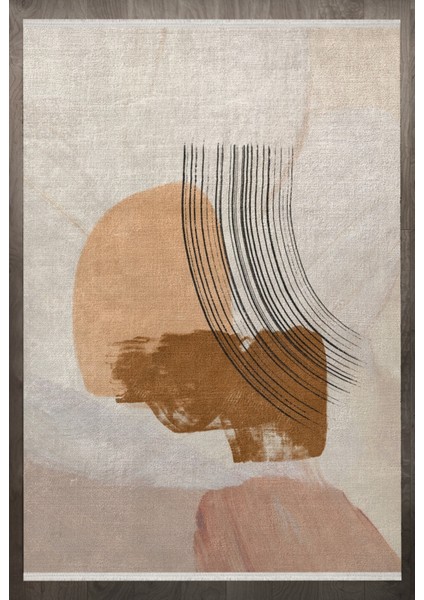 Modern Bej Pamuk Dikdörtgen Modern Desenli Pamuk Makinada Yıkanabilir Hav Toz Vermez Leke Tutmayan Kaymaz Taban Dijital Makine Baskı Salon Yolluk Mutfak Halı