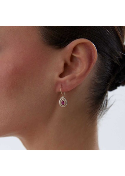 Pembe Taşlı Damla Sallantılı Küpe fiyatları