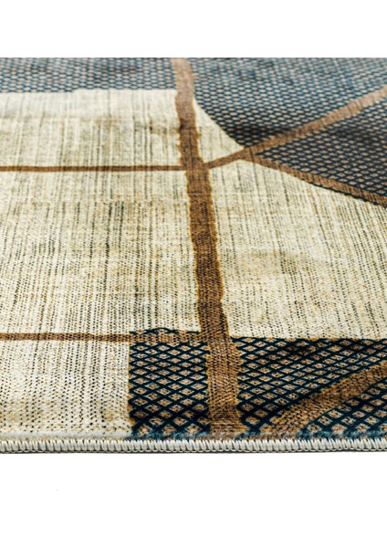 Prabhu Bej Geometrik Etnik Modern Desenli Bambu Makinada Yıkanabilir Hav Toz Vermez Leke Tutmayan Kaymaz Taban Dijital Makine Baskı Salon Yolluk Mutfak Halı modelleri