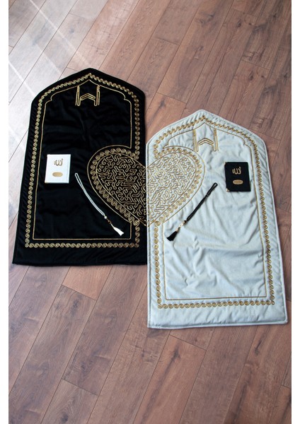 Kalpli Seccade Eşli Çift Seccadesi Hediyelik Gelin Damat Bohçası Seti