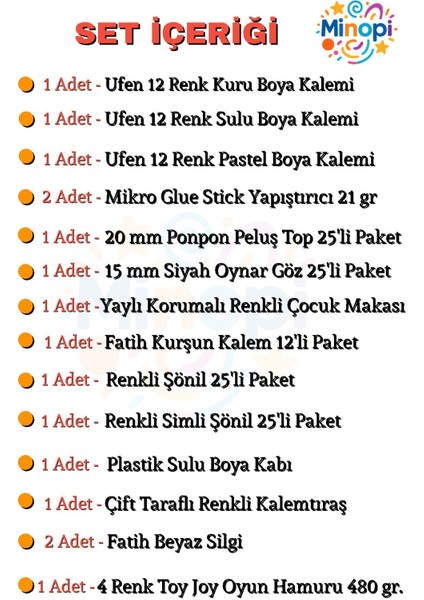 Kreş Anasınıfı Anaokulu Okul Kırtasiye Seti Okula Dönüş Seti 16 Parça Okul Seti - Ufen Marka fiyatları