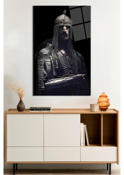 Sultan Alp Arslan Portresi Cam Tablo, Darbelere Dayanıklı Kırılmaz Cam, Hediyelik