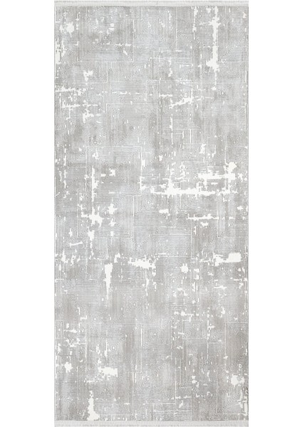 Melissande Modern Gri Polyester Dikdörtgen Modern Desenli Akrilik Hav Vermeyen Leke Tutmayan Kolay Temizlenen Yumuşak Makine Salon Yolluk Mutfak Halı