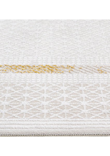 Sunlit Çerçeveli Gold Örgü Dikdörtgen Modern Desenli Akrilik Hav Vermeyen Leke Tutmayan Kolay Temizlenen Yumuşak Makine Salon Yolluk Mutfak Halı fırsatları