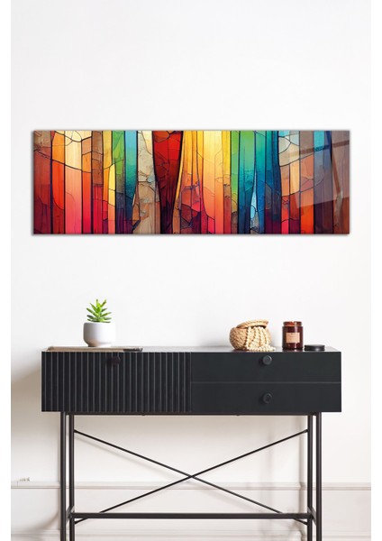 Renkli Vitray Görünümlü Panoramik Cam Tablo, Darbelere Dayanıklı Kırılmaz Cam, Hediyelik