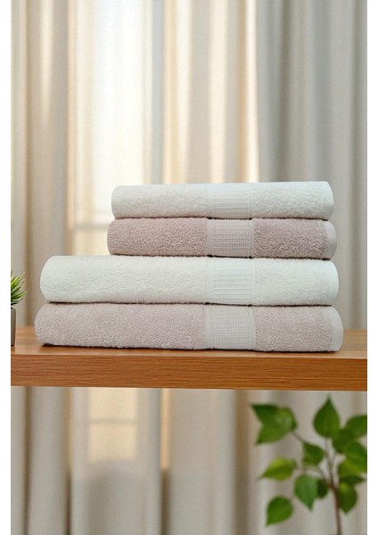 90X150 & 50X90 cm – Petek 4'lü Banyo Havlu Seti