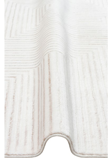 Ganges Krem Geometrik Etnik Modern Desenli Akrilik Hav Vermeyen Leke Tutmayan Kolay Temizlenen Yumuşak Makine Salon Yolluk Mutfak Halı modelleri