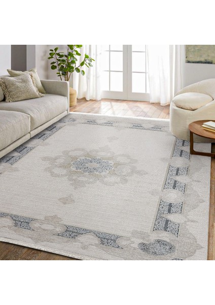 Mavi Klasik Etnik Modern Desenli Pamuk Makinada Yıkanabilir Hav Toz Vermez Leke Tutmayan Kaymaz Taban Dijital Makine Baskı Salon Yolluk Mutfak Halı fiyatları