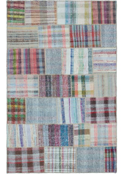 Iskece Bej Patchwork Yün Modern Desenli Yün Hav Toz Vermez Leke Tutmayan Salon Yolluk Mutfak El Dokuma Halı