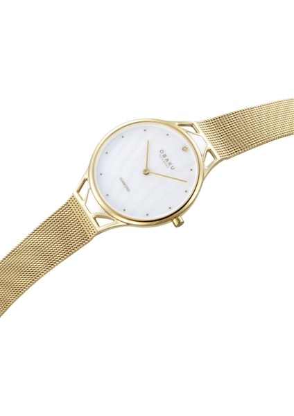 V302LXGWMG Quartz Çelik Hasır Altın Rengi Beyaz Kadran Safir Cam 32 mm Kadın Kol Saati fiyatları