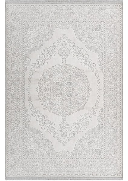 Samira Klasik Gri Polyester Kare Modern Desenli Akrilik Hav Vermeyen Leke Tutmayan Kolay Temizlenen Yumuşak Makine Salon Yolluk Mutfak Halı