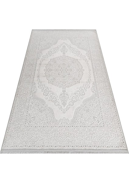 Samira Klasik Gri Polyester Kare Modern Desenli Akrilik Hav Vermeyen Leke Tutmayan Kolay Temizlenen Yumuşak Makine Salon Yolluk Mutfak Halı fırsatları