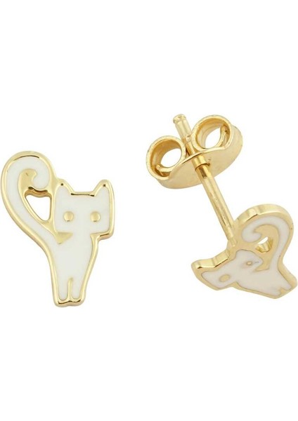 Beyaz Kedi Çocuk Küpesi