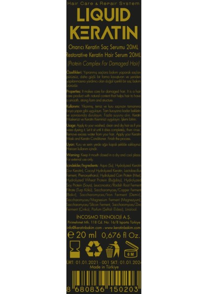 Saf Keratin Serum - Sıvı Keratin (20 ml) fırsatları