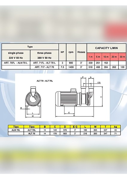 ALM 70L Komple AISI316 Paslanmaz Çelik Santrifüj Pompa fiyatları