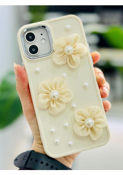 Aksesuar Iphone 12 ve 12 Pro ile Uyumlu Tül Çiçek Tasarım Oyuncaklı Esnek Silikon Kılıf