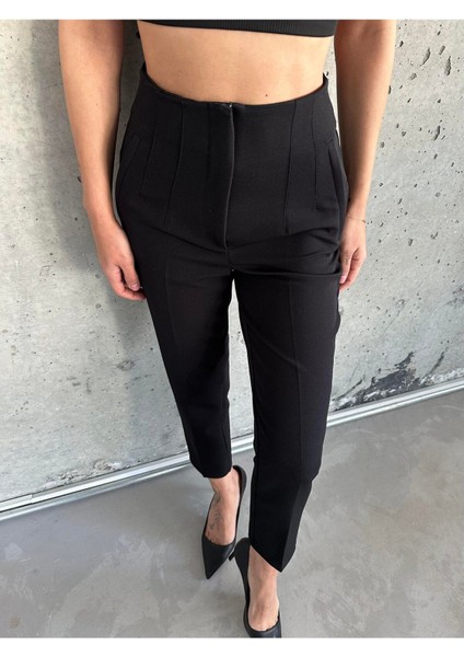Adrian Siyah Yüksek Bel Ince Pensli Pantolon