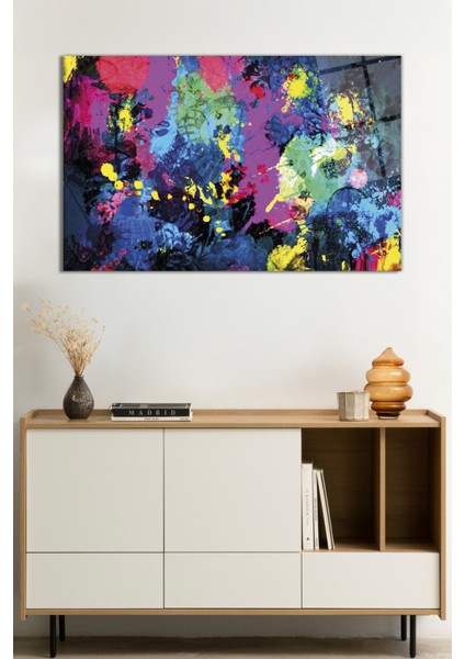 Renkli Soyut Görünümlü Cam Tablo, Darbelere Dayanıklı Kırılmaz Cam, Hediyelik