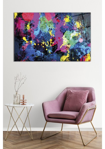 Renkli Soyut Görünümlü Cam Tablo, Darbelere Dayanıklı Kırılmaz Cam, Hediyelik fiyatları