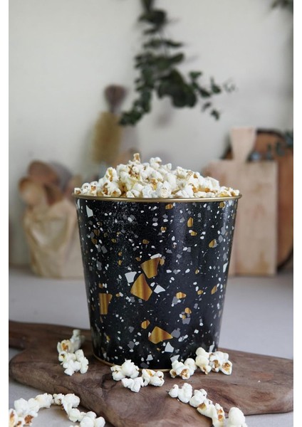 Popcorn Kutusu - Patlamış Mısır Kovası 13.5 Cm, Terrazo (Terrazzo Black)