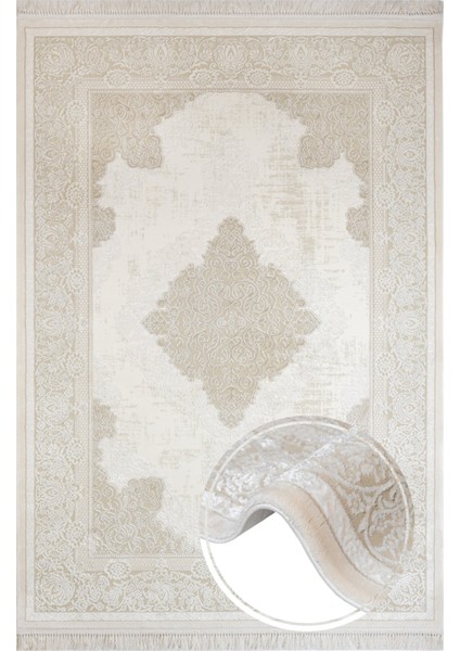 Klasik Bej Akrilik Dikdörtgen Modern Desenli Akrilik Hav Vermeyen Leke Tutmayan Kolay Temizlenen Yumuşak Makine Salon Yolluk Mutfak Halı