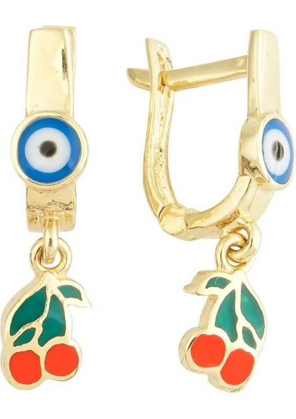 Sallantılı Gözlü Kiraz Çocuk Küpesi