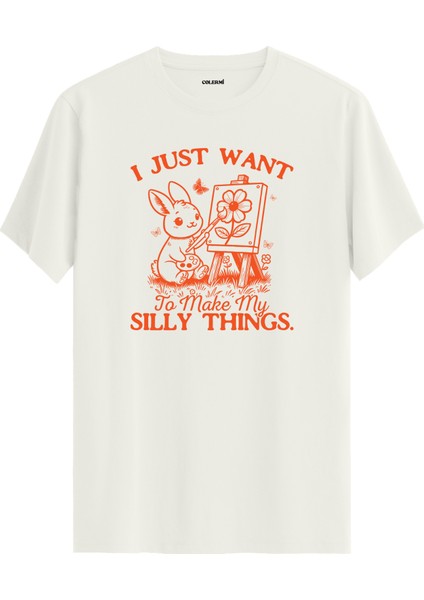 Tavşan Çiçek Çizim Tuval Baskılı Regular Tişört %100 Pamuk Premium Kumaş